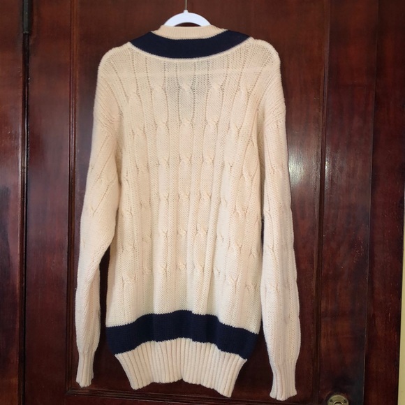 Walters Oxford Men’s Cream Wool V-neck Sweater - Picture 7 of 10